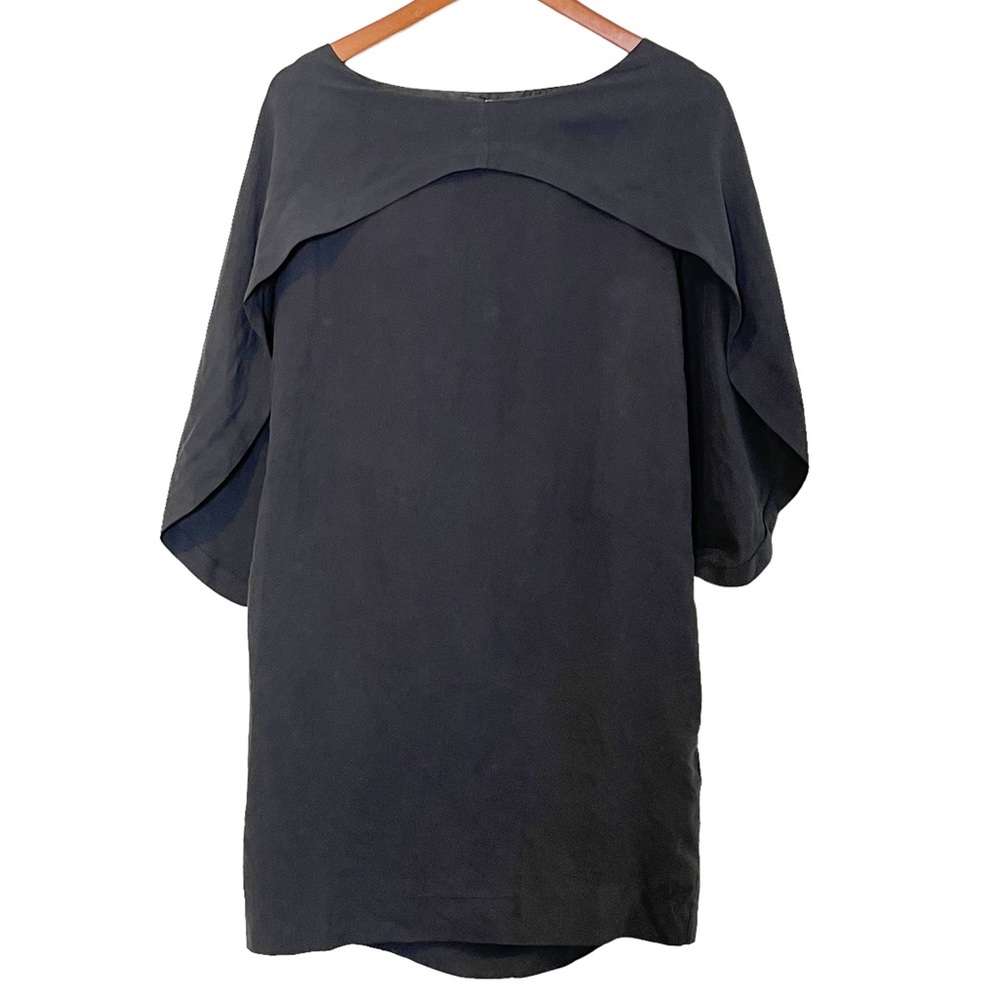 Fumblin Foe 100% Silk Cape Layered Blouson Dress Size S Minimalist Lagenlook